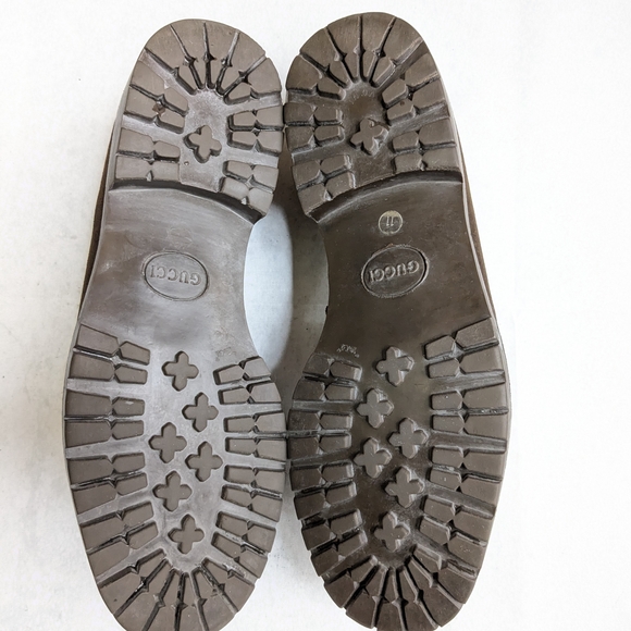 Gucci Horsebit Loafers Brown Suede Men 11.5 Leather Rubber - Picture 11 of 16